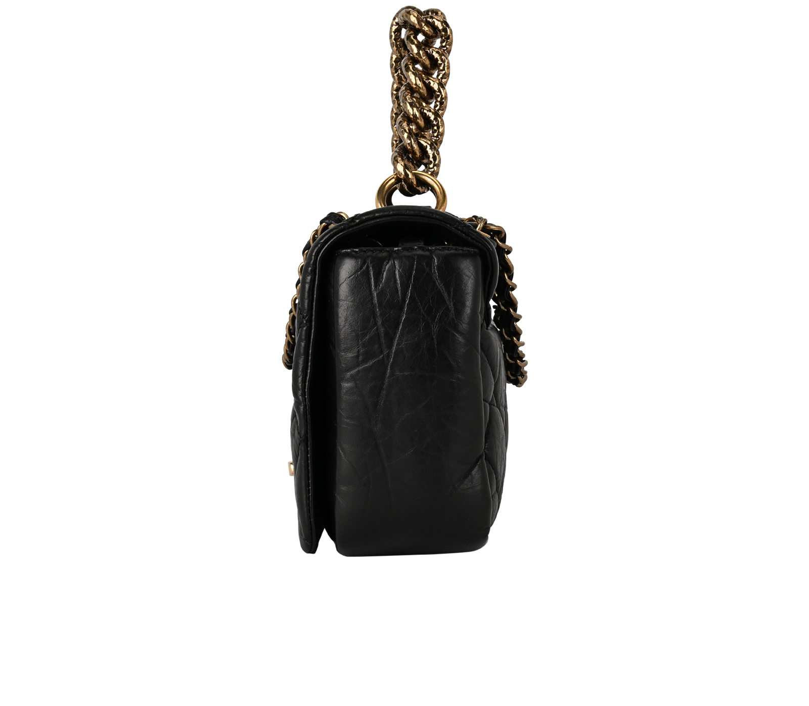 Pondicherry Flap Bag, &pound;2,200, Handbags, Black, Leather, Side view